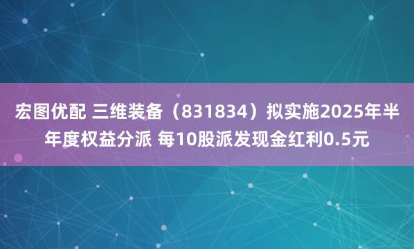 宏图优配 三维装备（831834）拟实施2025年半年度权益分派 每10股派发现金红利0.5元
