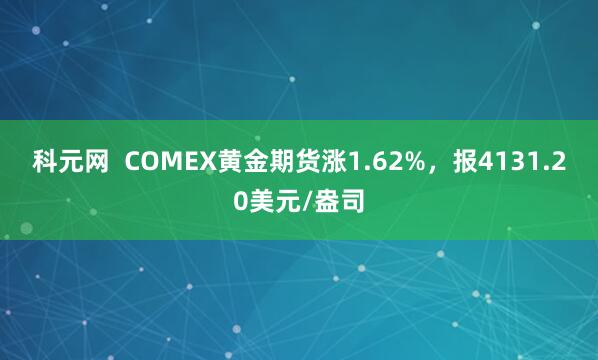 科元网  COMEX黄金期货涨1.62%，报4131.20美元/盎司